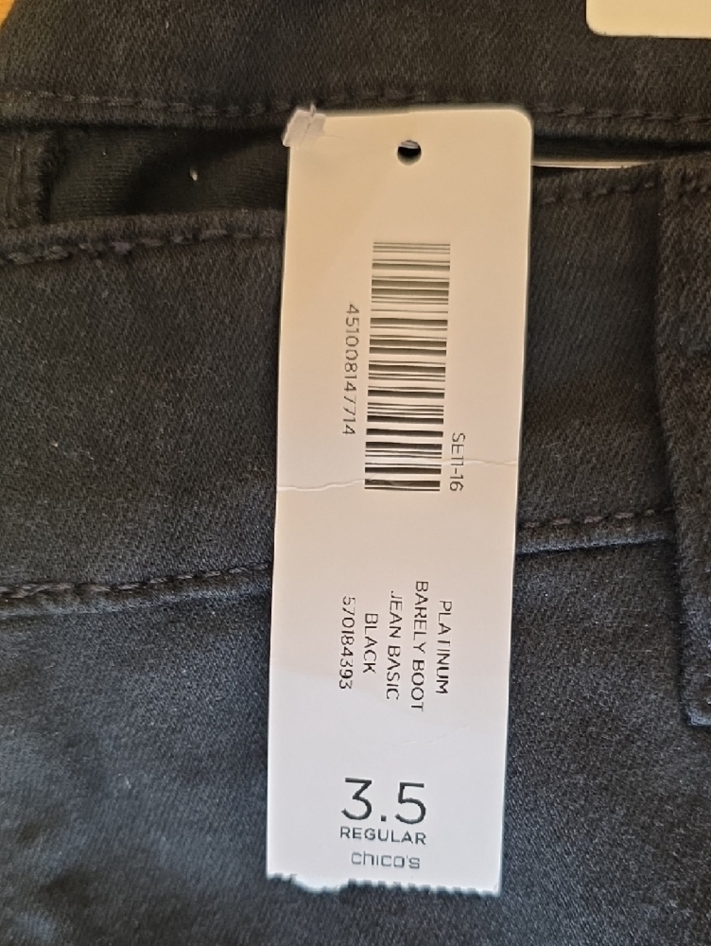 Chico's Platinum Barely Boot Black Stretch Denim 32” Ins Size 3.5 (18) NEW - Picture 3 of 14